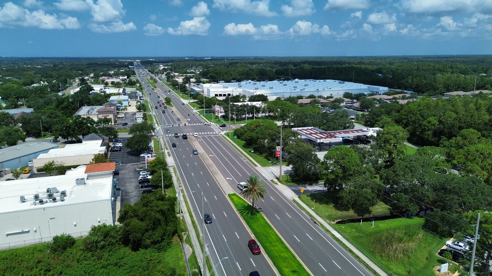 Tampa Bay retail corridor aerial view